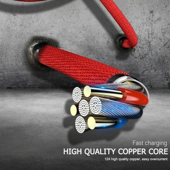 Nylon 90 Degree 3A Fast Charging USB UNIVERSAL Cable For iPhone 6 & Above iPad - Picture 3 of 3